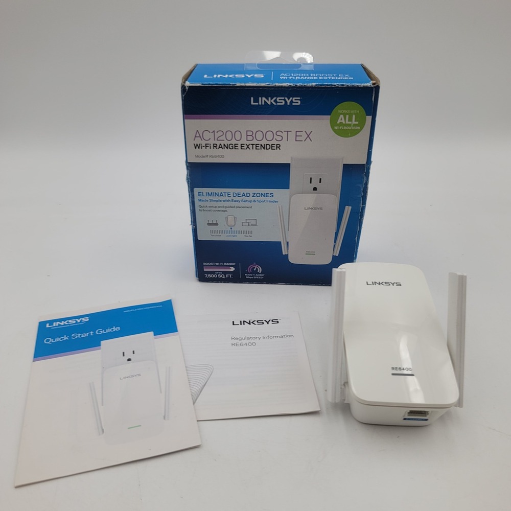 Linksys AC1200 BOOST EX Wi-Fi Range Extender RE6400 Dual-Band White